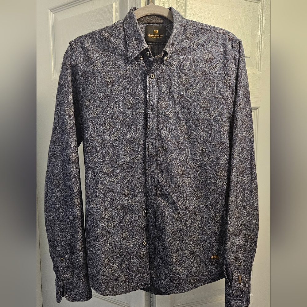 Scotch and Soda Long Sleeve Button-Up Paisley Style Shirt